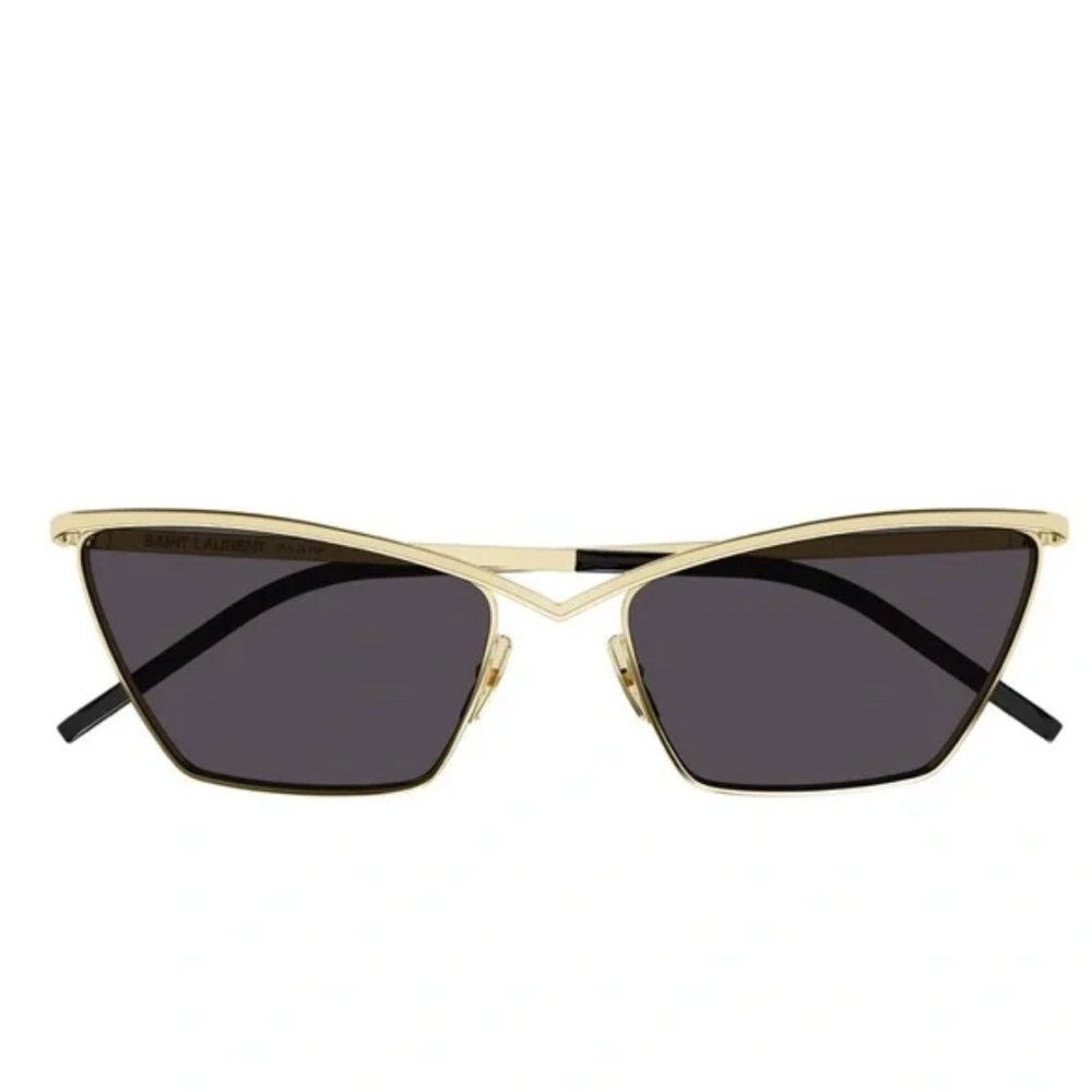 Saint Laurent Gold and Black Cat-Eye Sunglasses - Picture 2 of 9